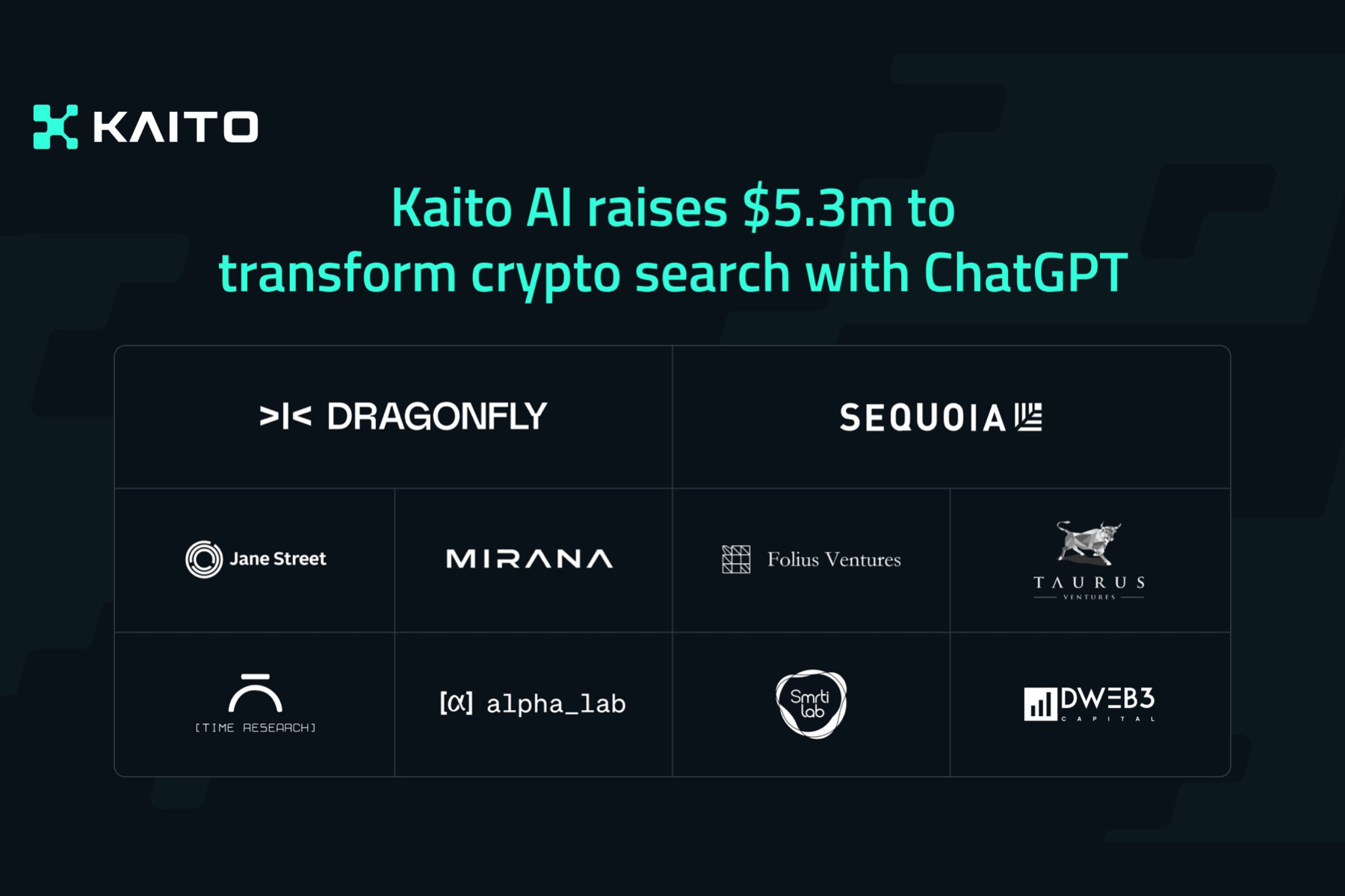 Crypto Search Engine Kaito AI Raises $5.3M Led by Dragonfly Capital |  TokenInsight